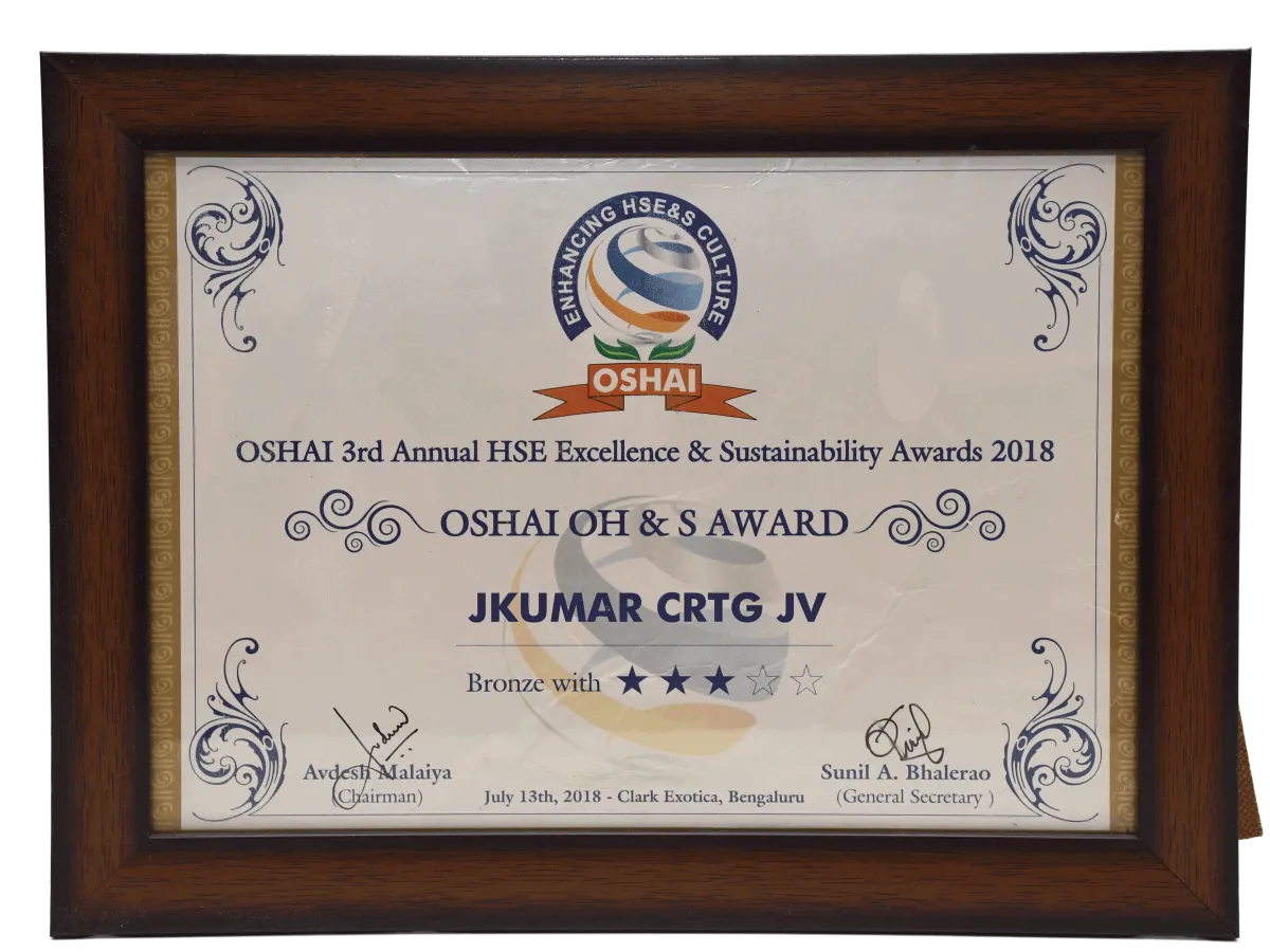 Recipient of Bronze Award OSHAI Awarded for Excellence & Sustainability 2018