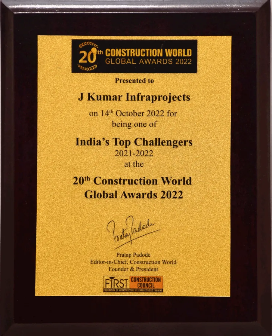 20th Construction World Global Awards For Being one Of India's Top Challengers 2021-2022
